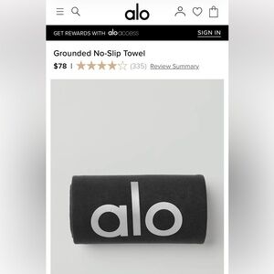 New ALO YOGA Grounded No-Slip Mat Towel, black